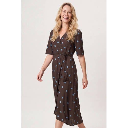 Miss Etam midi jurk met stippen - bruin
