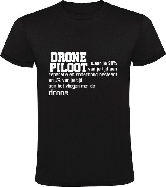Drone Piloot Heren T-shirt - Zwart - Maat M