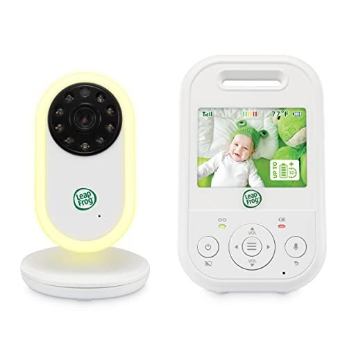 Leapfrog LF2423 Video-babyfoon met 2,8-inch IPS-kleurenscherm, 2-voudige zoom, groot bereik, temperatuursensor, geluidsactiveringsmodus, intercomen, lange batterijduur, wit