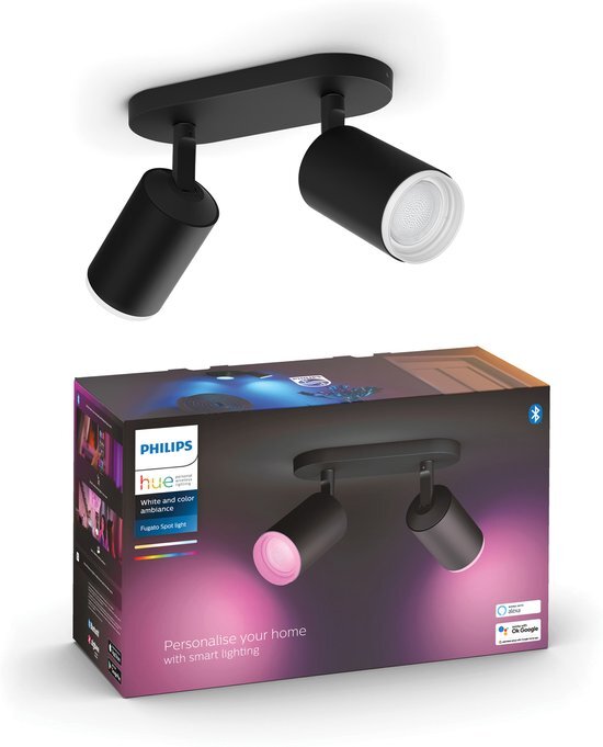 Philips Hue Fugato opbouwspot - wit en gekleurd licht - 2-spots - zwart