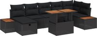 vidaXL Tuinbank Set 8-delig Zwart Polywood