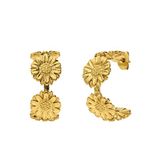 Lucardi Dames Stainless steel oorringen bloem voor dames - Oorbellen - Staal - Goudkleurig