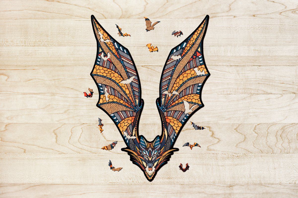 Eco-Wood-Art Houten Legpuzzel Vleermuis - Size L - 54x38,7x0,5cm