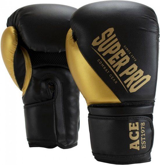 Super Pro Combat Gear ACE (Kick)bokshandschoenen - Zwart/Goud - 10 oz