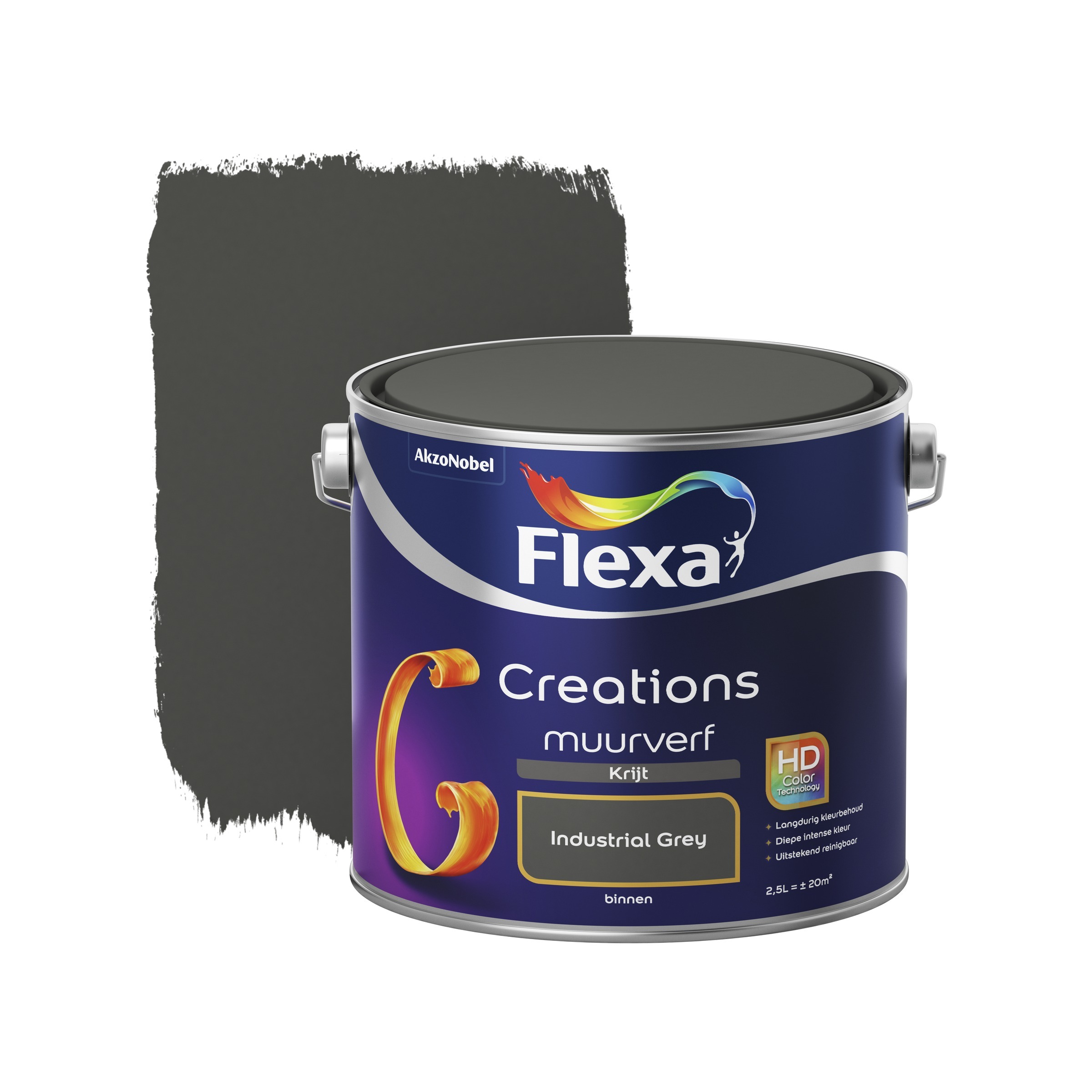 FLEXA Creations muurverf industrial grey krijt 2 5 liter
