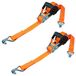 PETEX 2 x automatische ratelspanband, zelfoprollend, 1-delig, 5 m x 35 mm, 1.000/2.000 daN, tot 2000 kg, oranje, dubbele punthaken