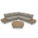 California California ensemble de salon d'angle pour 5 personnes | aluminium + bois dur | beige | 4 pièces