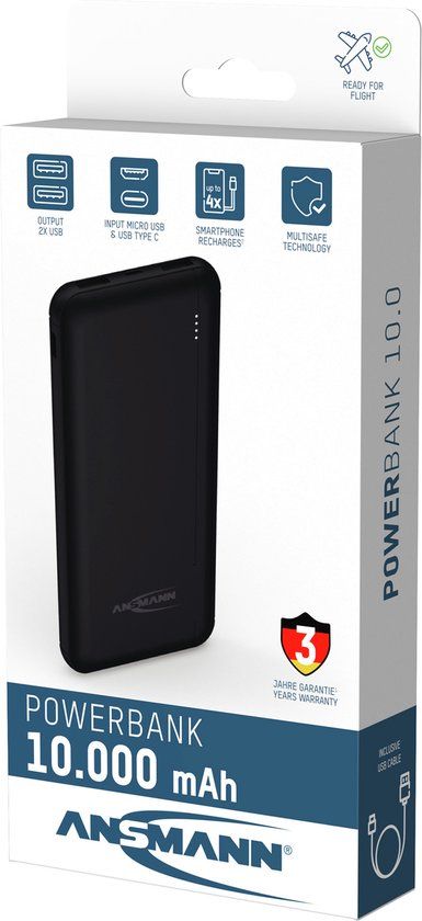 Ansmann PB212 Powerbank - 10000 mAh - Zwart