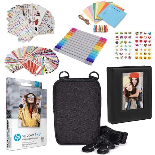 HP 2x3 inch Premium Zink fotopapier (50 stuks) Accesory Kit met fotoalbum, koffer, stickers, markeringen