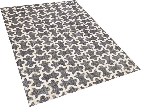 Beliani Vloerkleed leer grijs/beige 140 x 200 cm YEDISU