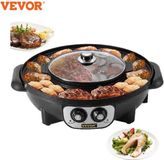 Hotpot Grill Elektrische Kookpot 2-in-1 Zwart 2200W
