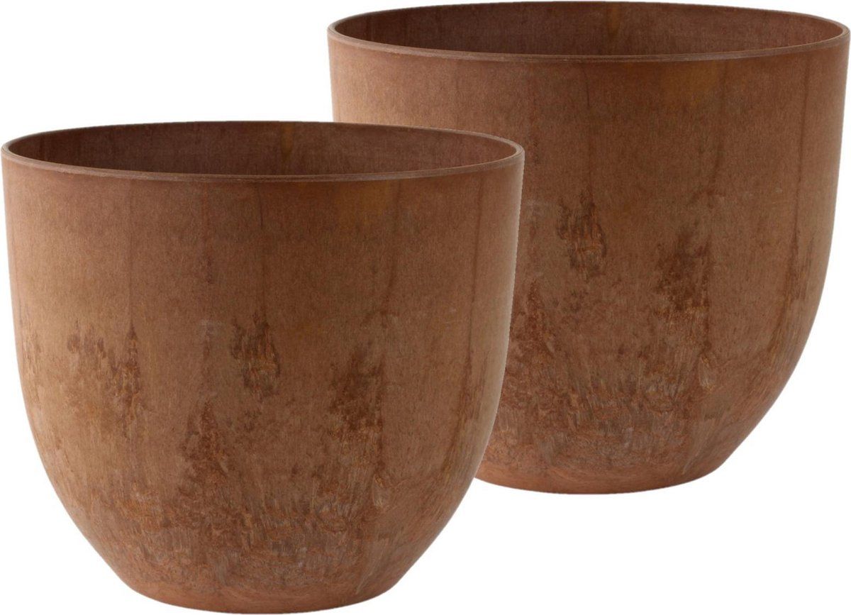 Steege Bloempot/plantenpot - Terra bruin - Ø28 cm - 2 stuks