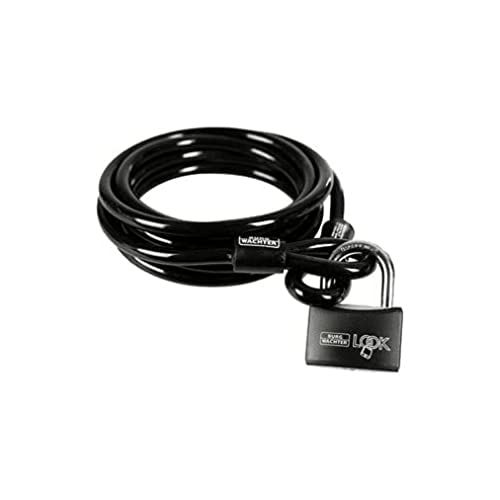 BURG WÄCHTER Sicherheitskabel mit Vorhangschloss, Extralanges Spiralkabel, Motorrad, E-Scooter, Gartenmöbel, 750 250 + 402/50, Schwarz, 2,5 m