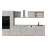 Vicco R-Line Complete keukeneenheid – 350 cm zonder werkblad Beton/gouden eik