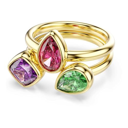 Swarovski Imber Cocktailring, Set (2), Gemengde Slijpsels, Meerkleurig, 18 Karaat Gouden Afwerking