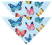 DJSIMFHDNG 2 Pack Hond Bandana Veelkleurige Vlinder Meisje Jongen Huisdier Slabbetjes Hond Sjaal Hoofddoek Wasbare Bandanas Accessoires Voor Kleine Medium Grote Honden Puppy Kat Huisdier