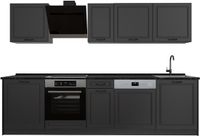 Vicco Complete keukeneenheid R-Line, Antraciet landelijk/Antraciet, 280 cm antraciet werkblad