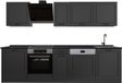 Vicco Complete keukeneenheid R-Line, Antraciet landelijk/Antraciet, 280 cm antraciet werkblad