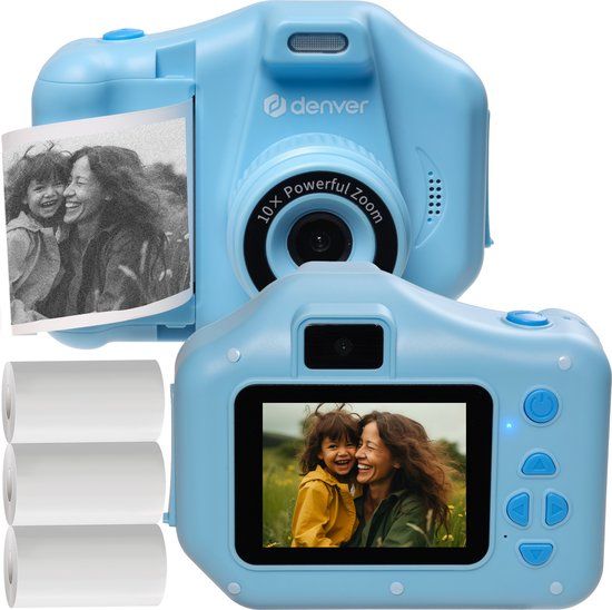 Denver Kindercamera Full HD met Printer - Selfie Camera - 48MP - KPC1370NSBU - Blauw