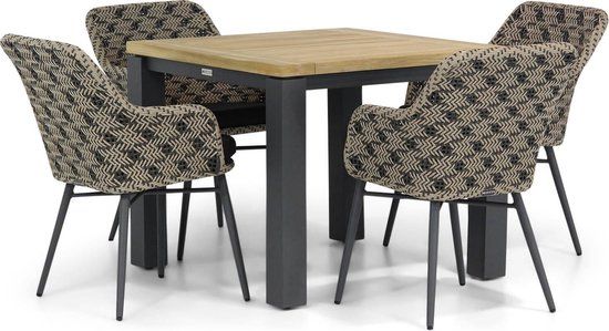 Lifestyle Crossway/Veneto 90 cm dining tuinset 5-delig - Zwart-wit - 4 zitplekken