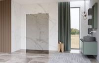 FortiFura Galeria Vrijstaande Inloopdouche - 180x200cm - Rookglas - Antikalk - 8mm Veiligheidsglas - Wandsteunen - Mat Wit