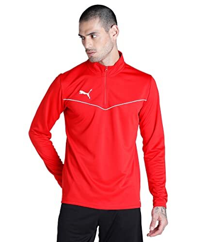 PUMA Heren TeamRISE 1/4 Zip Top Tee, Rood Wit, L