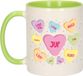 Bellatio Decorations Cadeau koffiemok voor juf/lerares - hartjes snoepjes - groen - verjaardag
