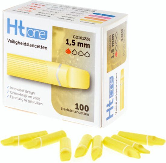HT One Veiligheidslancetten 1,5 mm - 100 stuks