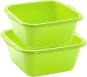 Forte Plastics Voordeelset multifunctionele kunststof teiltjes groen in 2x formaten - 6 en 10 liter inhoud afwasbakjes