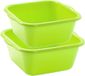 Forte Plastics Voordeelset multifunctionele kunststof teiltjes groen in 2x formaten - 6 en 10 liter inhoud afwasbakjes