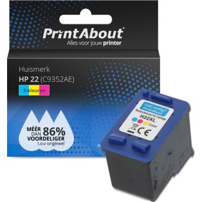 PrintAbout Huismerk HP 22 (C9352AE) Inktcartridge | 3-kleuren | Compatibel