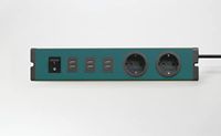 BODO Design Auminium stekkerdoos, 2-voudig + 3USB (Botanic Green)