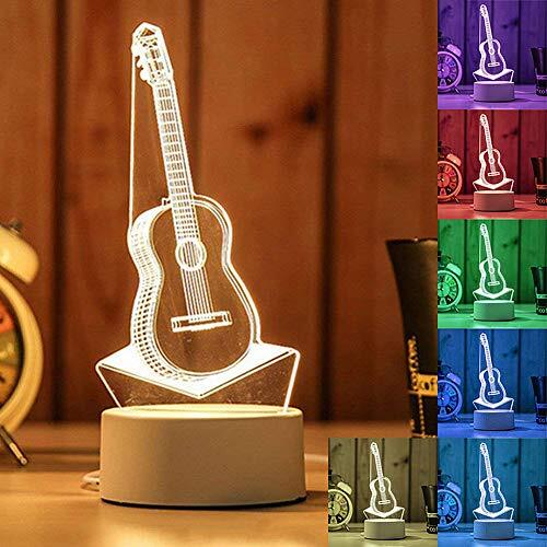 Uni-Wert 3D kleurrijke lamp nachtlampje nachtlamp nachtlamp nachtlamp 7 kleuren veranderende touch & afstandsbediening voor familie decoratie verjaardag en verschillende festivals beste cadeau (gitaar)