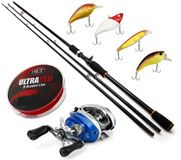 Eurocatch - Baitcaster - Hengel set - Roofvis set - Lengte 1,80m - incl. 200m Gevlochten lijn - Visset - Combo - incl kunstaas