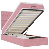 vidaXL lit plateforme avec matelas et LED 100x200cm velours rose