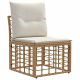 vidaXL Modulair Buitenkant Armloze Bank Eenheid Naturel poly rattan