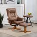 Fauteuil Relax Inclinable 135° Pivotant 360° Avec Repose-pieds, Revêtement Microfibre Marron, Siège Confortable Pour Salon, Chambre, Bureau, Dossier Inclinable, Assise Rembourrée, Design Moderne, Usag
