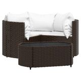 vidaXL 4-delige loungeset - bruin polyrotan - inclusief kussens