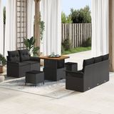 vidaXL Tuinbank Set 8-delig Zwart Polywood