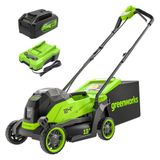 Greenworks Draadloze Grasmaaier met Borstel Loze Motor voor Kleinere Gazons Tot 140 m², 33 cm Maaibreedte, 30 L Zak PLUS 24 V 4Ah Batterij en Oplader, 3 Jaar Garantie -MO24L411-01