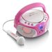 Lenco SCD-650PK - Radio portable avec lecteur CD, microphone karaoké et LED - Rose