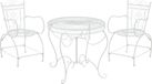 CLP Ensemble de jardin Sheela I Ensemble de jardin en fer laqué : 1 table et 2 chaises. Meubles de jardin anciens de style Art nouveau, couleur : blanc