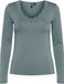 PIECES Barbera Dames shirt Kant lange mouw - Kanten dames ondershirt - Viscose - Blauw / XS