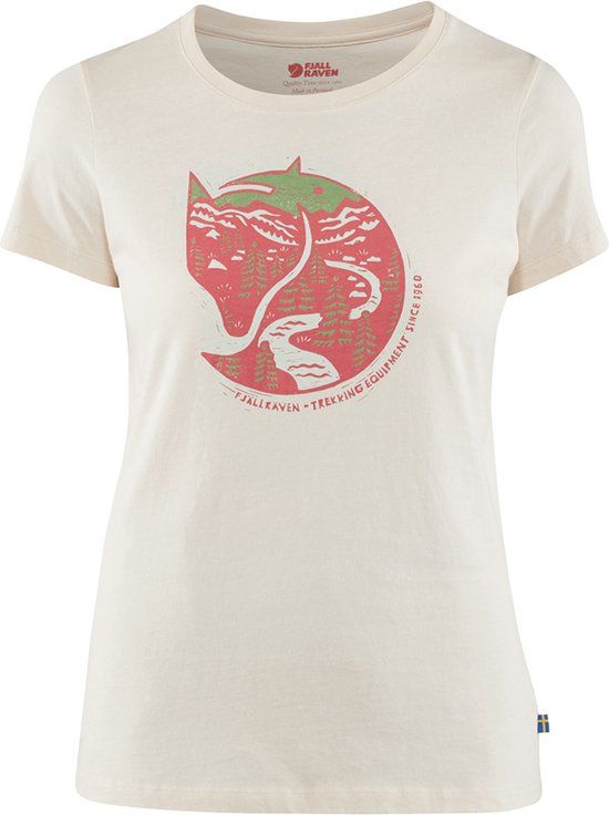 Fjällräven Arctic Fox Print T-shirt Dames - Wit - Maat M - Lente/Zomer 2024