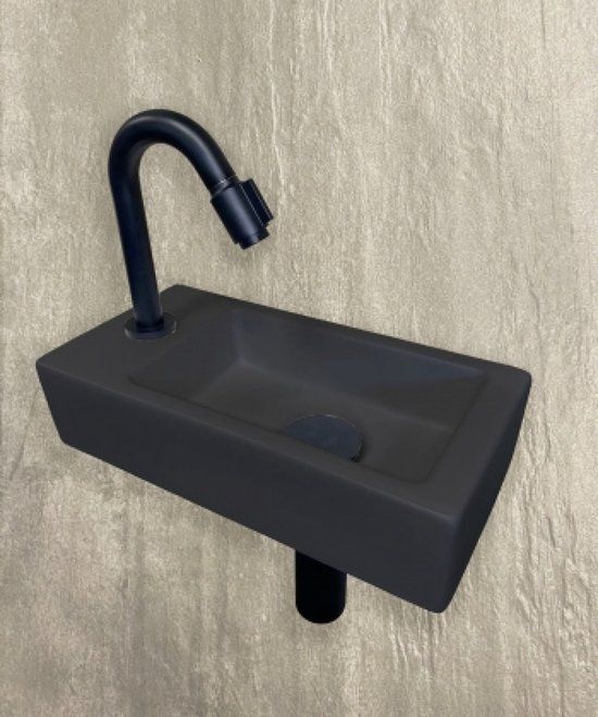 Wiesbaden Mini Rhea Fonteinset 36x18x9 cm Quartz Links Mat Zwart