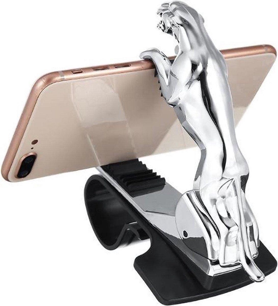 LuxeBass Autohouder met Klem - Telefoonhouder auto - Klemhouder - (zilver) LB529
