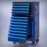 Datona® Gereedschapswagen met 8 lades + gereedschapskist met 4 lades - Zwart