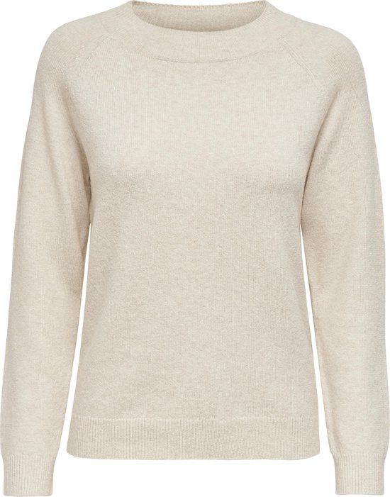 ONLY ONLRICA Gebreide trui met ronde hals en lange mouwen voor dames, effen, regular fit, casual, XS, Birch