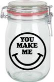 Bellatio Decorations Cadeau voorraadpot/snoeppot - glas - you make me smile - 11 x 11 cm - 1 liter