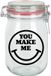 Bellatio Decorations Cadeau voorraadpot/snoeppot - glas - you make me smile - 11 x 11 cm - 1 liter